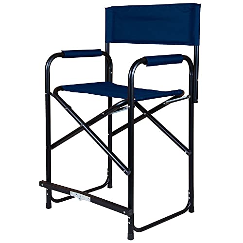 Tall Folding Director's Chair | Sit Taller & Comfortably | Lightweight & Foldable | Sturdy 1" Aluminum Frame | Ideal for Awards | 250lb Weight Capacity | Color Black