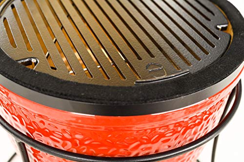 Kamado Joe Joe Jr 13.5-inch Portable Ceramic Charcoal Grill with Grill Stand, Stainless Steel Cooking Grate, Heat Deflectors and Ash Tool in Red, Model KJ13RH