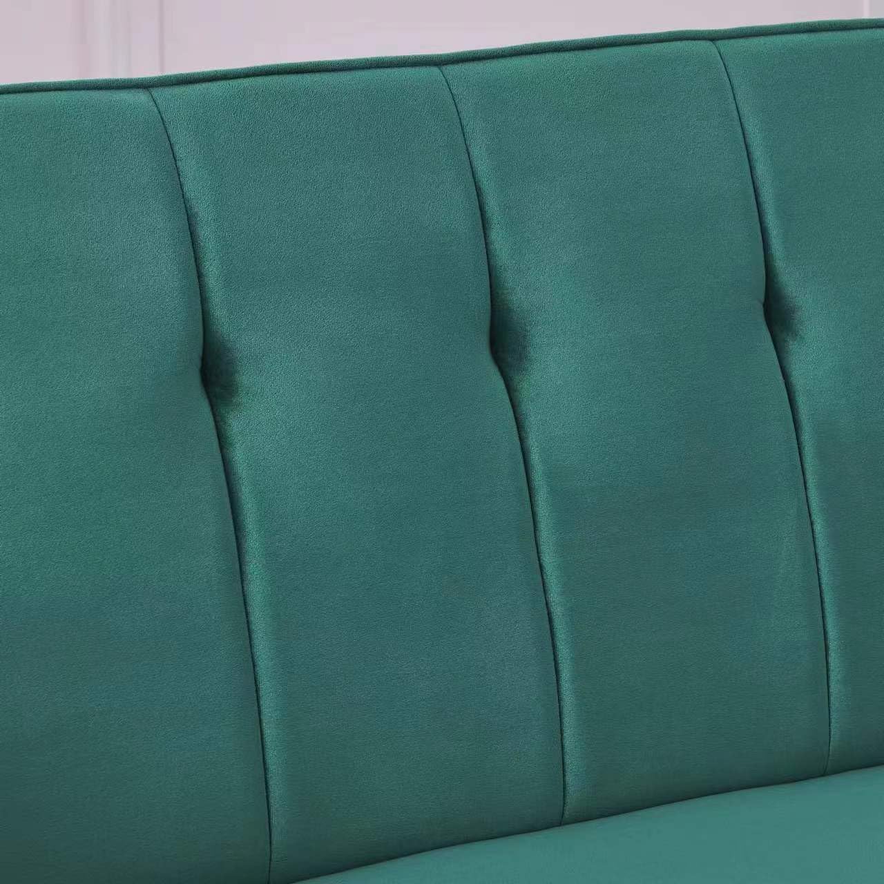 Convertible Futon Sofa Bed, 72.5" Velvet Reversible Couch with Adjustable Backrest, Two Pillows & Side Storage Pockets, Folding Sleeper Recliner Daybed for Living Room Furniture, Green