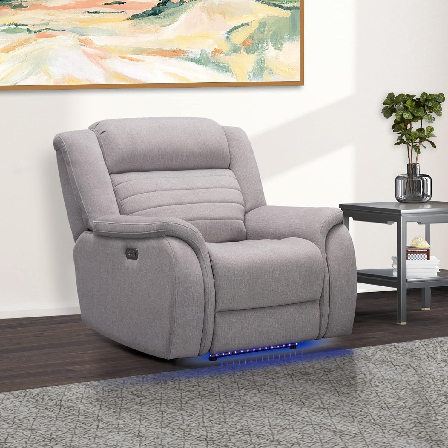 Abbyson Living Tristan Power Reclining Chair with Heat + Massage, Gray