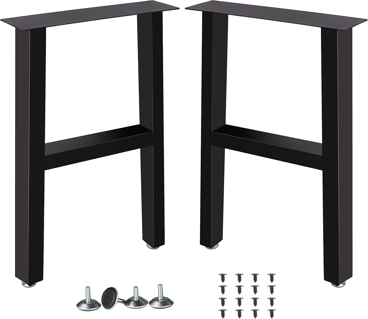 Lendpea Metal Table Legs Square Tube Table Legs,Heavy Duty Desk Legs Dining Table Legs Industrial Furniture Legs ,Modern Coffee Table Legs,Set of 2 28�� Height 18 Wide with 4 Casters