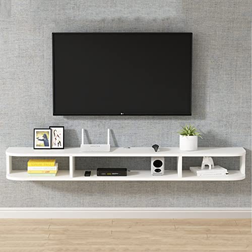 Floating TV Stand Cabinet Wall Mounted Tv Unit Floating Tv Stand Wall Mounted,Floating Tv Shelf,Wall Mounted Tv Multimedia Storage Shelf Unit,Set-Top Box Shelf for Living Room Bedroom