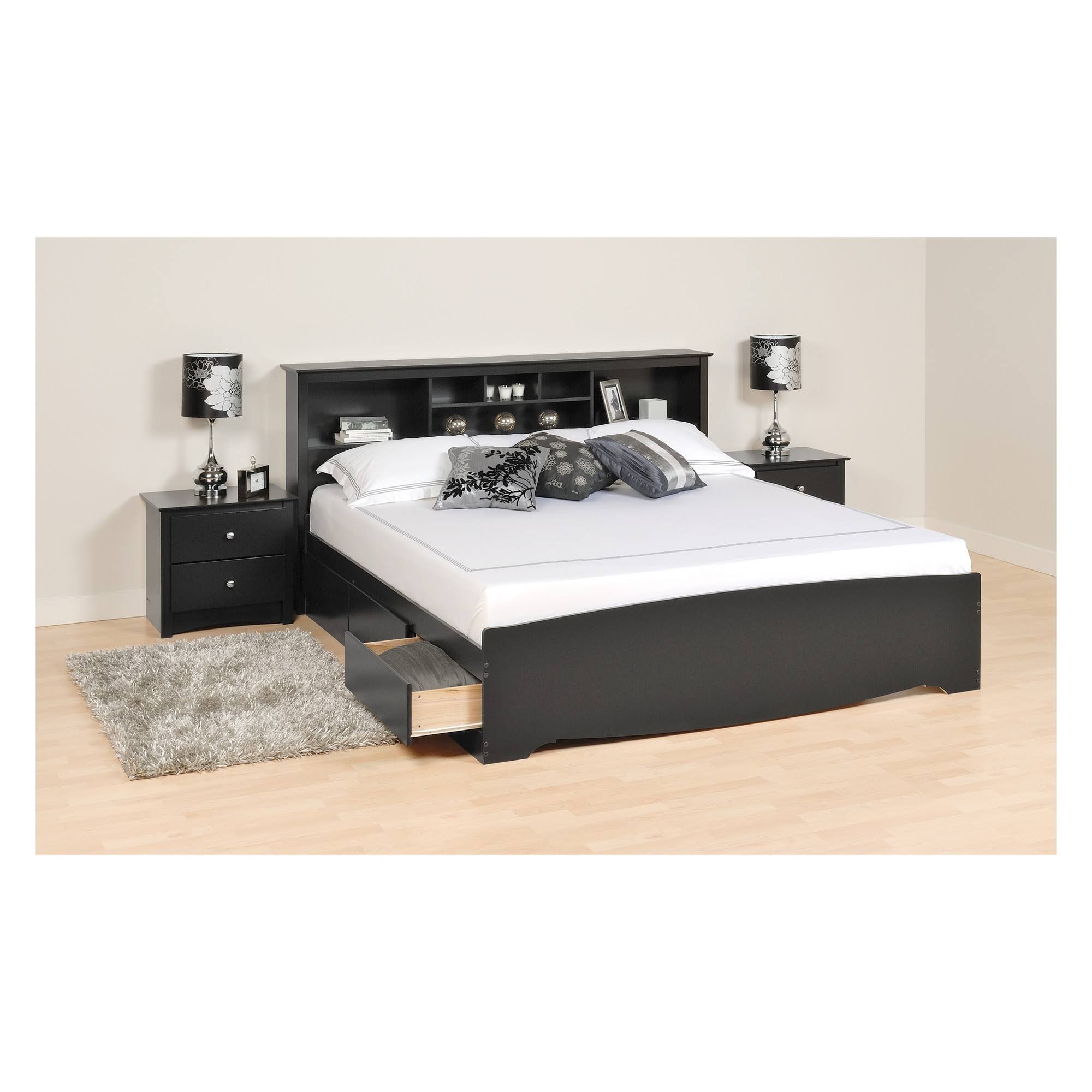 Prepac King Bookcase Headboard, Black