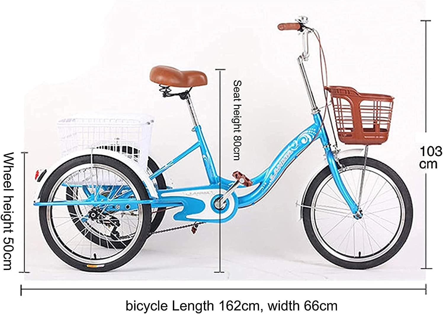 Adult Tricycle - 3 Wheel Bikes for Adults Shopping Adult Tricycles Single Speed for Adult Trikes 20 Inch 3 Wheel Bikes Three-Wheeled Bicycles with Shopping Basket for Seniors, Women