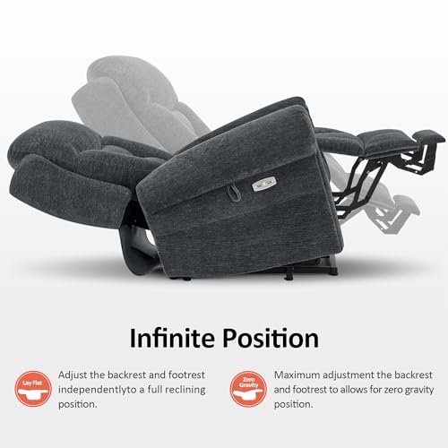 MCombo Triple Motor Power Lift Recliner Chair with Massage and Lumbar&seat Heating, Rolled Arms, Adjustable Headrest for Elderly People, Fabric 7888 (Coffee, Medium)