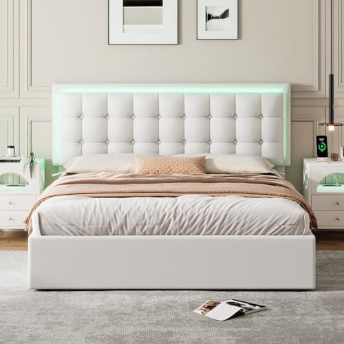 Lift Storage Bed Queen Size Linen Upholstered Platform Beds Modern Queen Bed Frame with a Hydraulic Storage and Slat Support, Gray ，Queen Bed