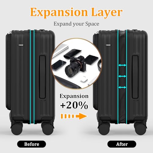 Joyway Luggage Sets 4 Piece Suitcase Set with Front Pocket, PC Hardside Expandable Carry on Luggage Set with Spinner Wheels and TSA Lock, Orange