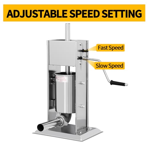 Manual Sausage Stuffer 7L/14LB, Vertical Sausage Maker, Food Grade Stainless Steel Meat Filling Kitchen Machine with 5 Stuffing Tubes for Commercial, Home and Outdoor