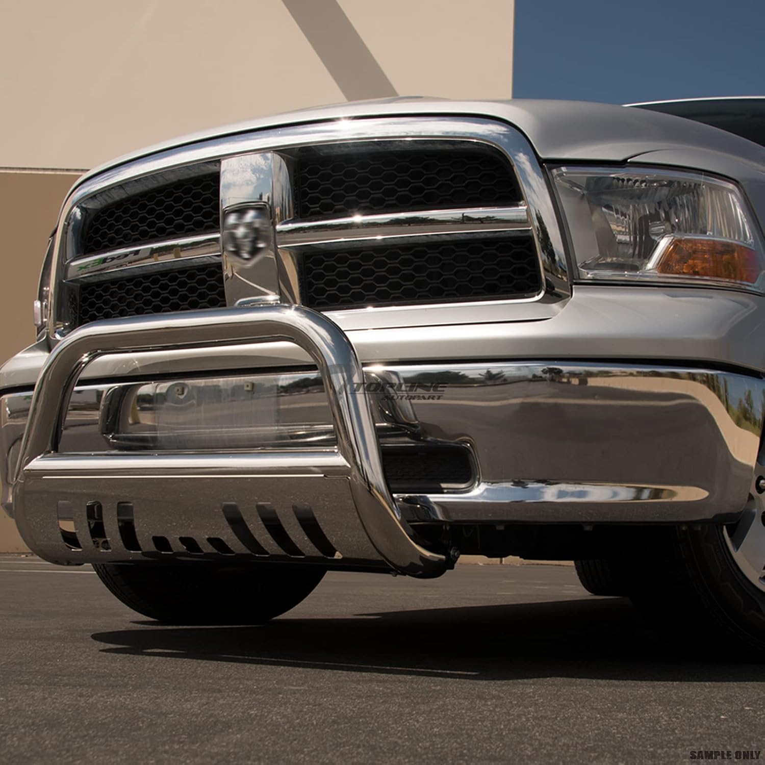 Polished Stainless Steel Bull Bar Brush Push Front Bumper Grill Grille Guard With Skid Plate Compatible With 10-23 Toyota 4Runner