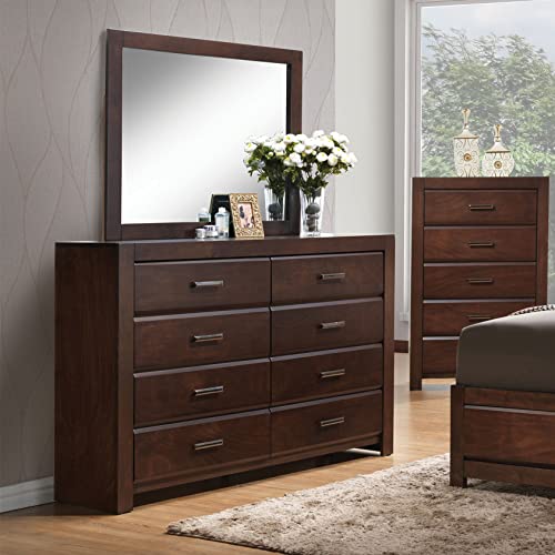 Knocbel 8-Drawer Dresser, Living Room Bedroom Double Chest of Drawers, Fully Assembled, 59" L x 16" W x 40" H (Walnut)