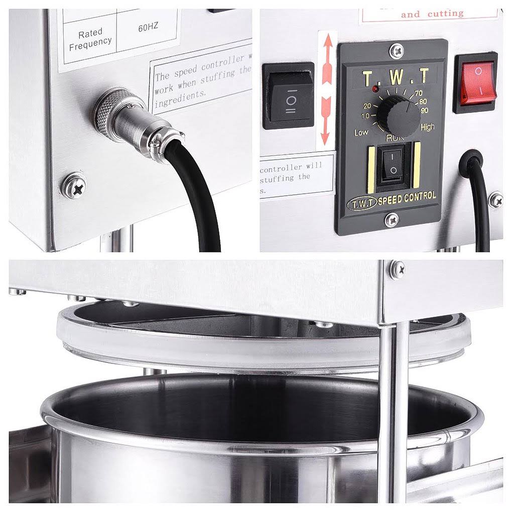 Yescom 15L Electric sausage Stuffer Vertical Stainless Steel Meat Filler w/4 Stuffing Tubes Commercial Restaurant