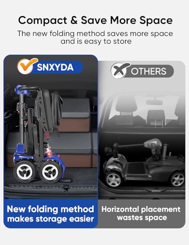 Mobility Scooter for Adults, Seniors - 37.5 lbs Ultra Lightweight Folding Mobility Scooters for Seniors Airport Approved, All Terrain 4 Wheel Motorized Scooter for Travel, 275 lbs Capacity, Blue