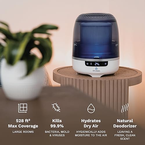 Air Purifier and Humidifier Combo, Air Purifier for Home Bedroom, Hypochlorous Acid Eliminates Bacteria Viruses Mold, Cleans & Moisturizes Air, Odor Eliminator Smoke Pets Mildew for Large Room