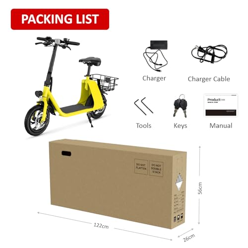 Electric Scooter for Adults, Foldable E Scooter with Seat & Carry Basket, 450W Foldable 36V Battery E-Scooter for Adults 15.5MPH, 20 Miles Range, Max Load 265LB, LCD Display