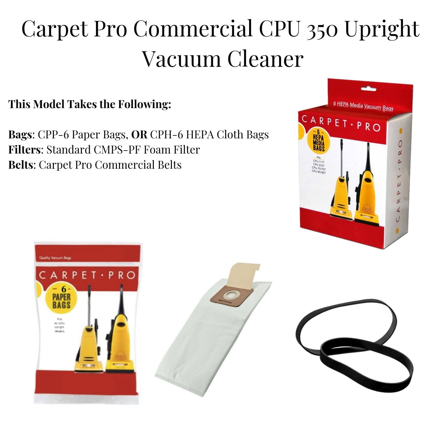 Carpet Pro CPU-350 Commercial Upright Vacuum Cleaner