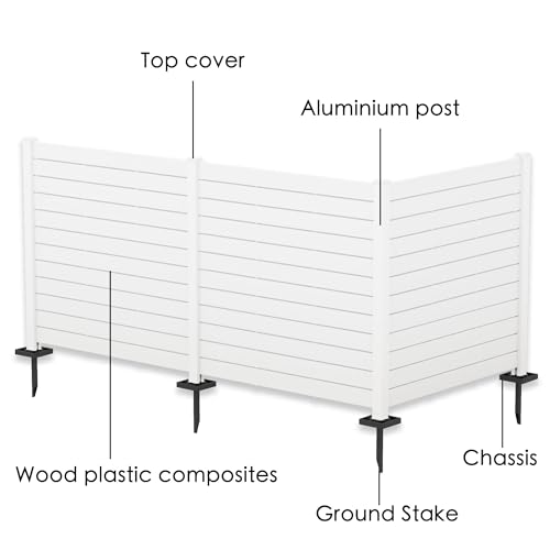 Kozyard 50"W x 47"H Outdoor Privacy Screens - Air Conditioner Fence Panels, Pool Equipment Enclosure, Trash Can Screens Fence Kit for Outside Backyard Patio (2 White Panels)