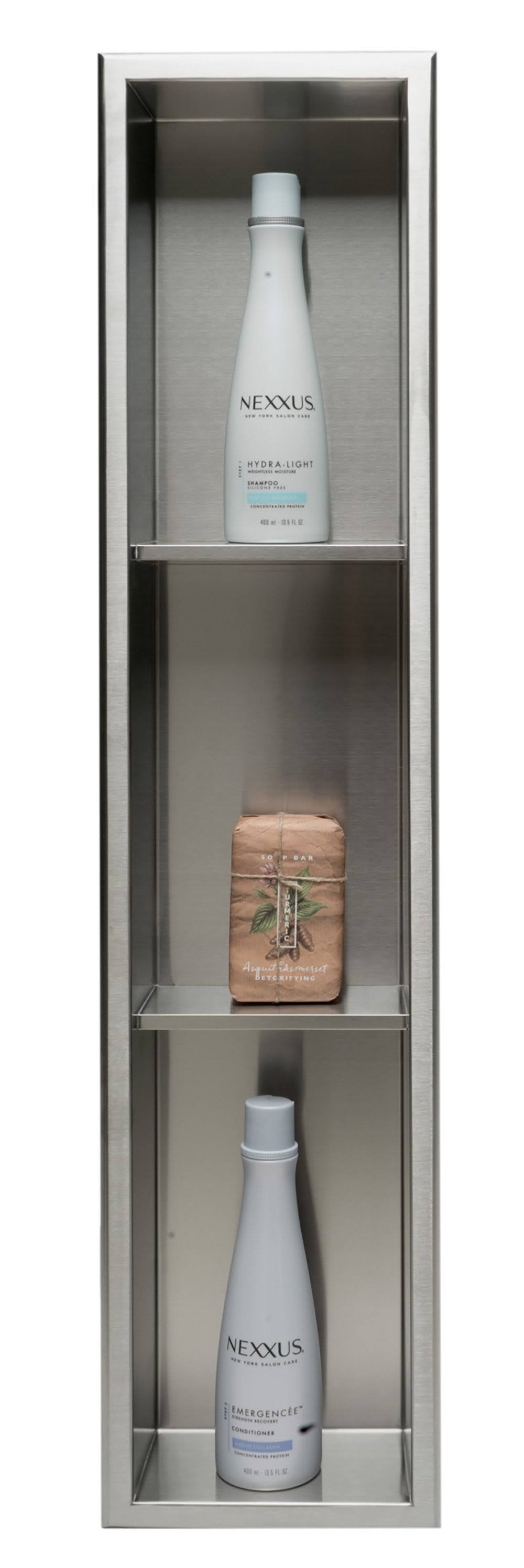 Alfi Brand ABN0836 8 x 36 Vertical Triple Shelf Bath Shower Niche Brushed Stainless Steel