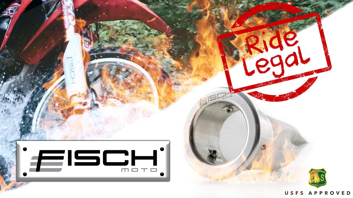 FISCH MOTO Spark Arrestor USFS, UNIVERSAL (Dirt bike, ATV) (KIT 40 (40.5mm-45.7mm / 1.596”-1.800”) Tail pipe)
