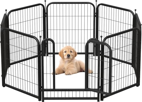 Metal Dog Playpen, 40 Inch Height 16 Panels, Large Dog Fence for Large/Medium/Small Dogs Indoor & Outdoor Bliss, Perfect Dog Pen for Camping, Yard, and RV | Black-Silver