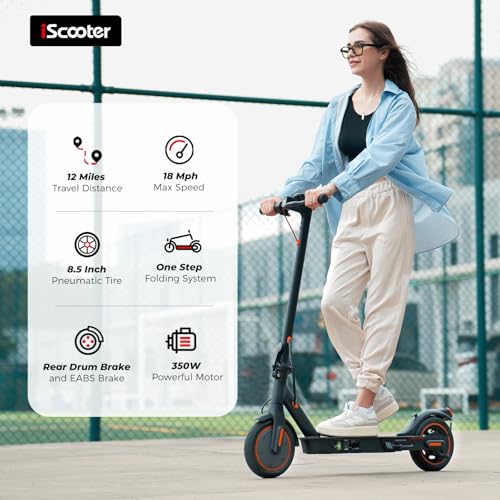 iScooter Electric Scooter for Adults, 18/12 Miles Long Range,22/19/18 Mph Top Speed, Commuting Electric Scooter with Cruise Control, Double Braking Systems Escooter for Adults and Teens