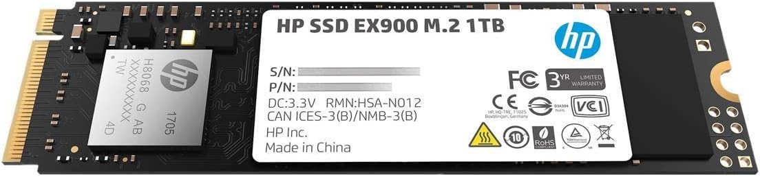 HP EX900 M.2 1TB PCIe 3.1 X4 Nvme 3D TLC NAND Internal Solid State Drive (SSD) Max 2100 Mbps 5Xm46Aa#ABC