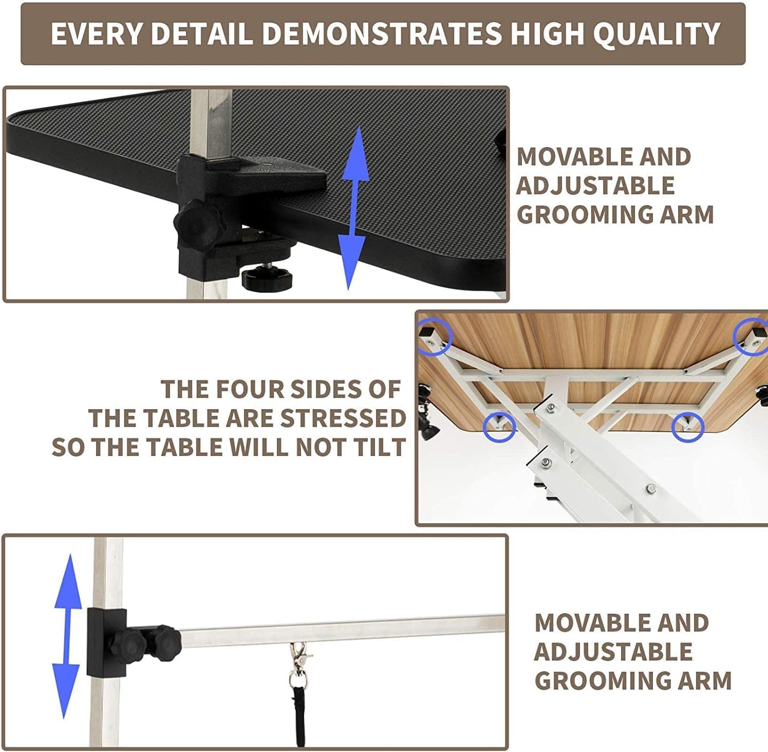 Hydraulic Dog Grooming Table for Small/Large Dogs, Heavy Duty Professional Pet Grooming Table with Adjustable Overhead Arm and Noose, Range 21-36 Inch, 43''/Black