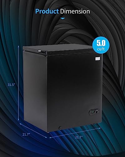 3.5 Cu Ft Chest Freezer, Compact Freezer with 7 Level Adjustable Temperature,Top Open Door Freezer with Removable Storage Basket,Energy Saving Deep Freezer, Black
