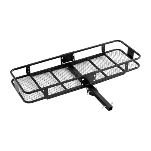 VEVOR 60x24x6 Folding Hitch Carrier - 500lb Capacity Cargo Basket & Waterproof Bag, Fits 2" Hitch Receiver for SUV, Truck, Pickup
