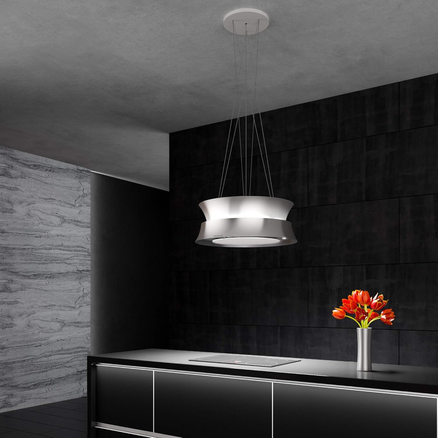 Futuro Futuro Island Mount DUCTLESS ONLY Range Hood 24" 940-CFM | Arena Inox | Stainless Steel Vent Hood | Contemporary Modern Italian Exhaust Fan | LED, Ultra-Quiet with Blower