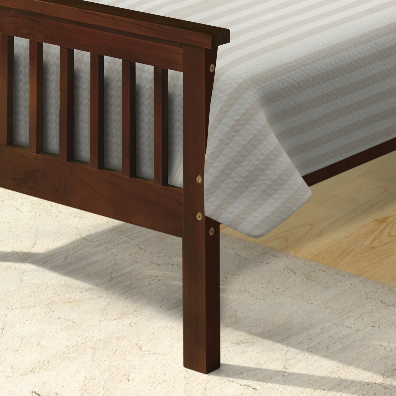 Wood Twin Bed Frame with Headboard/Footboard/Wood Slat Support/No Box Spring Needed Platform Bed Frame Mattress Foundation for Kids, Teens, Twin