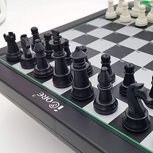 iCore Electronic Talking Chess Computer Set, Magnetic Travel Voice Chess Academy Boards Sets, Checkers Set Chessboard, Portable Board Games, Computer Chess Practice Tactics for Kids Adults