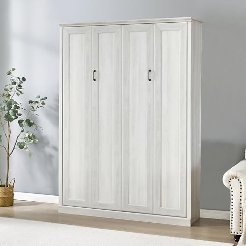 Queen Size Murphy Bed Wall Bed with a Storage Shelf, Space-Saving Wall Bed for Multipurpose Guest Room or Home Office - Gray