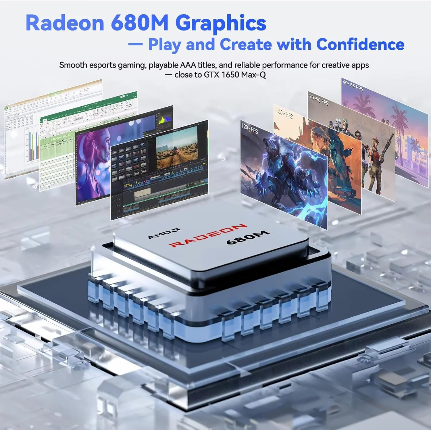 17.3" Gaming-Laptop, AMD Ryzen 7 7735HS (8C/16T, Beats i7-12650H) 16GB DDR5 RAM 1TB SSD Computer with Radeon 680M, 100W Type-C, WiFi-6E, 75Wh Battery, Fingerprint, Backlit Keyboard for Business