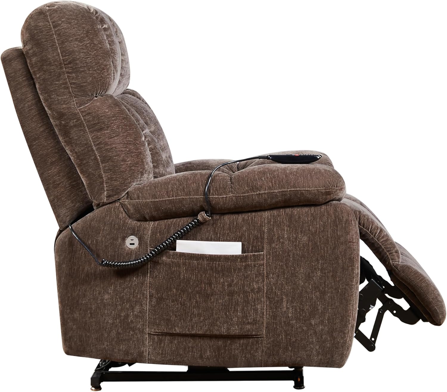 Recliner Chair for Adults Elderly with Dual Motor Infinite Position Airbag Massage & Heating, 2 Side Pockets, USB Charge Ports, 4-Button Hand Controller, Electric Lift Rocker Home Theater Sofa
