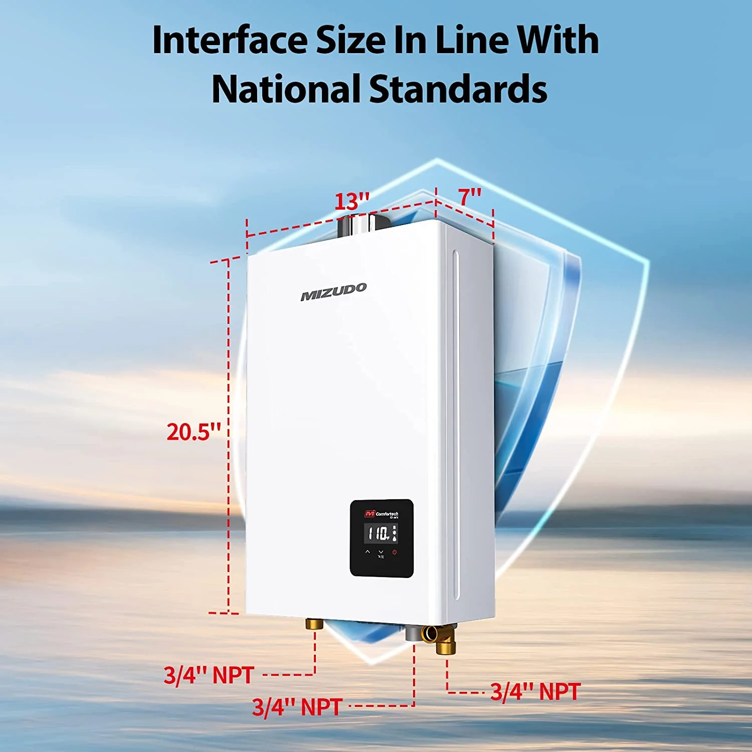 MIZUDO Natural Gas Tankless Water Heater Instant Hot Indoor Gas Tankless Water Heater on Demand Water Heater for Home 3.6 GPM