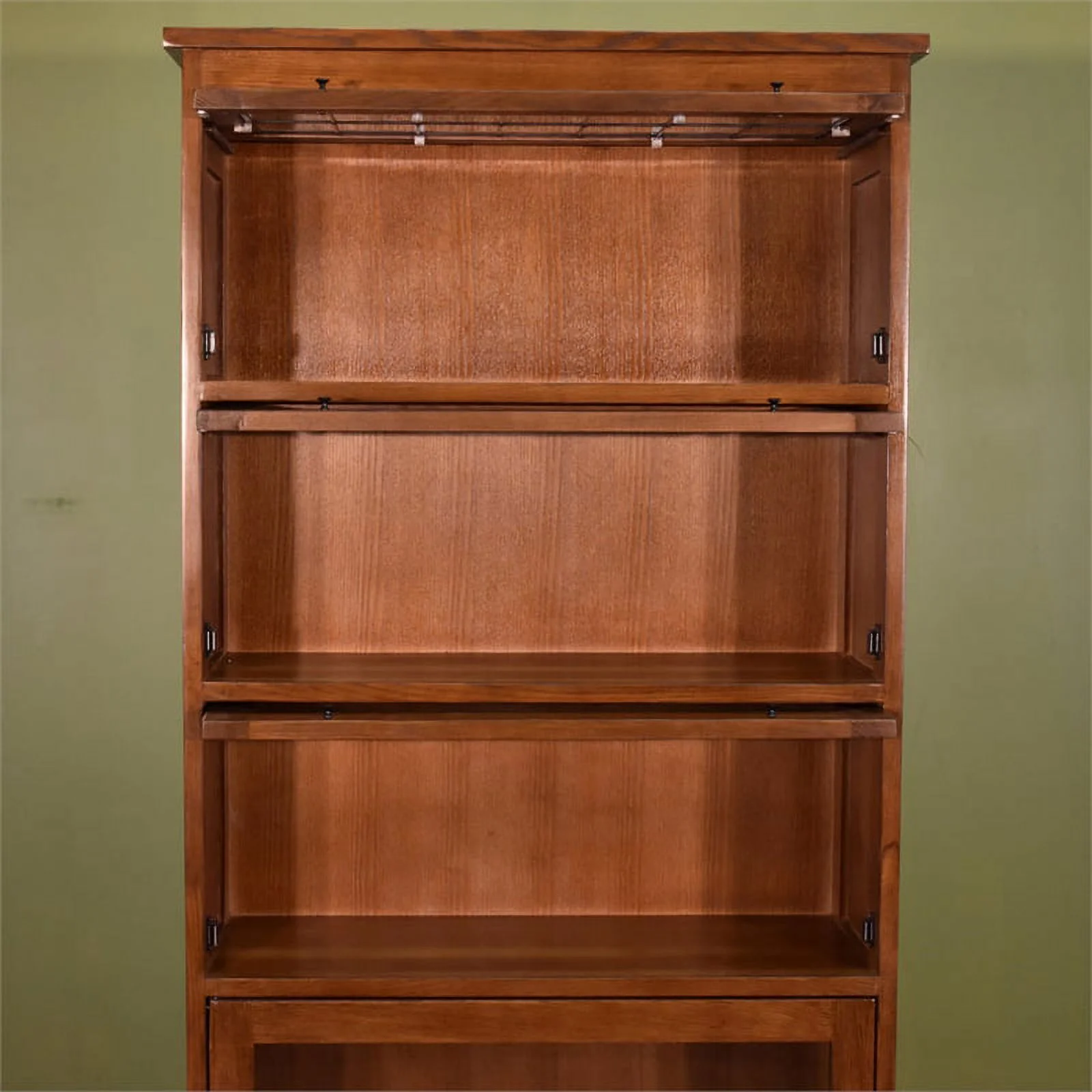 Crafters and Weavers Arts and Crafts 35.25" Wood Barrister Bookcase in Brown