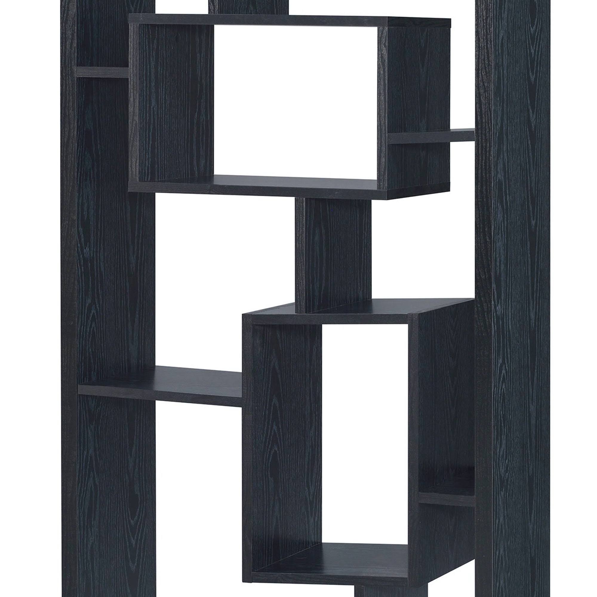 Benzara - Asymmetrical Cube Black Book Case with Shelves