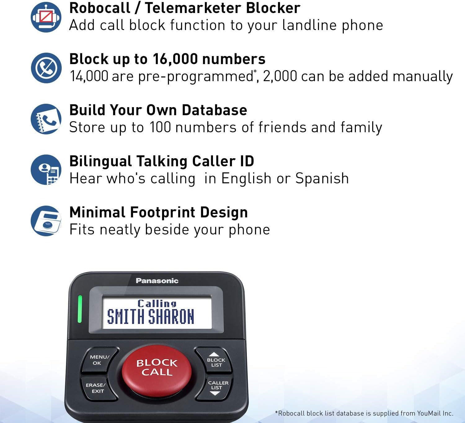 Panasonic Call Blocker for Landline Phones | Home Phone Auto Call Block KX-TGA710B