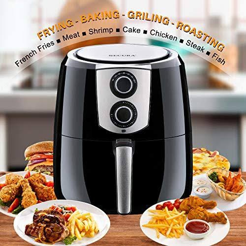 Secura Electric Hot Air Fryers Extra Large Capacity 5.2 LITER / 5.5 Quart, 1800