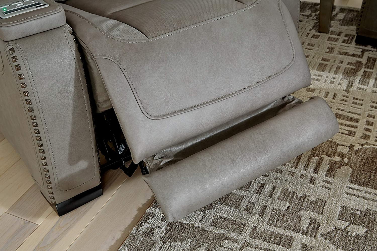 Signature Design by Ashley The Man-Den Leather Power Reclining Loveseat in Gray