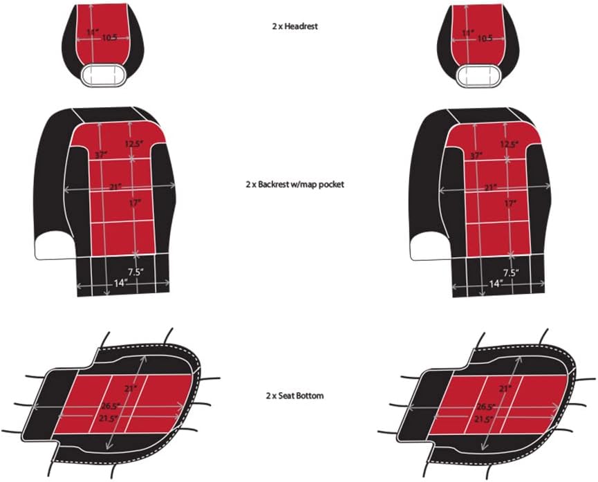 CarsCover Custom Fit 2004-2008 Ford F150 Pickup Truck Neoprene Car Front Seat Covers Red Rose & Black Sides Driver & Passenger Cover
