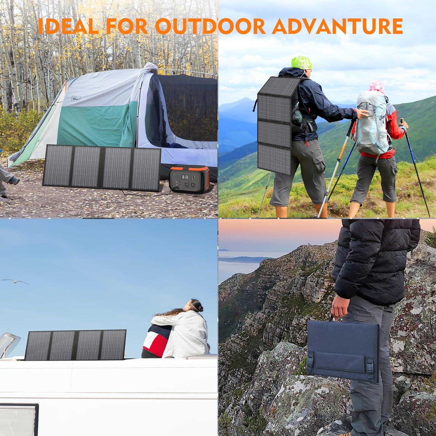 250Wh Portable Power Station with 60W Solar Panel, Solar Generator Outdoor Backup Battery Supply with AC Outlet for Tent Camping, Home Emergency, Traveling, RV Trip