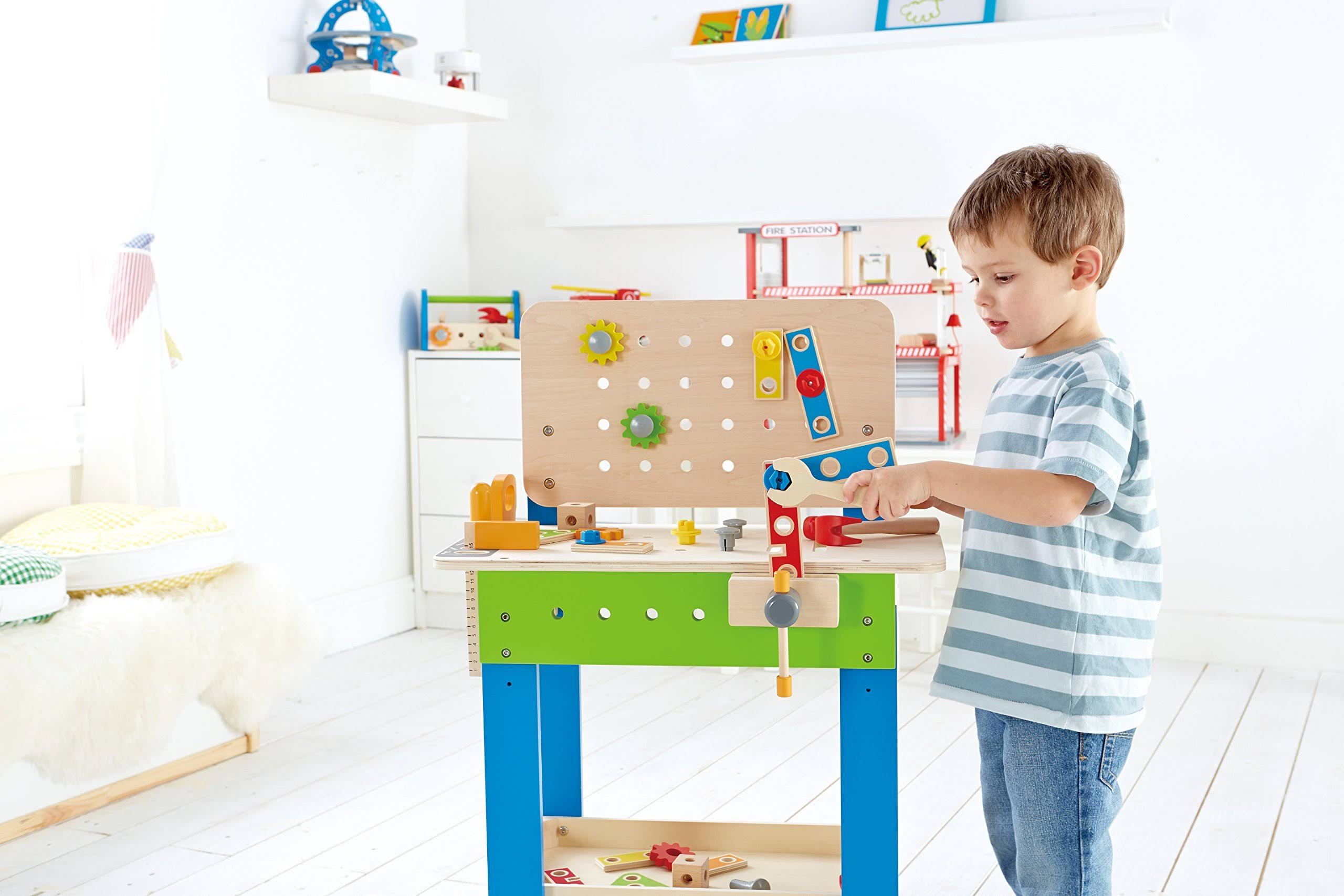 Hape Master Workbench Kid's Wooden Toolbench Pretend Builder Set