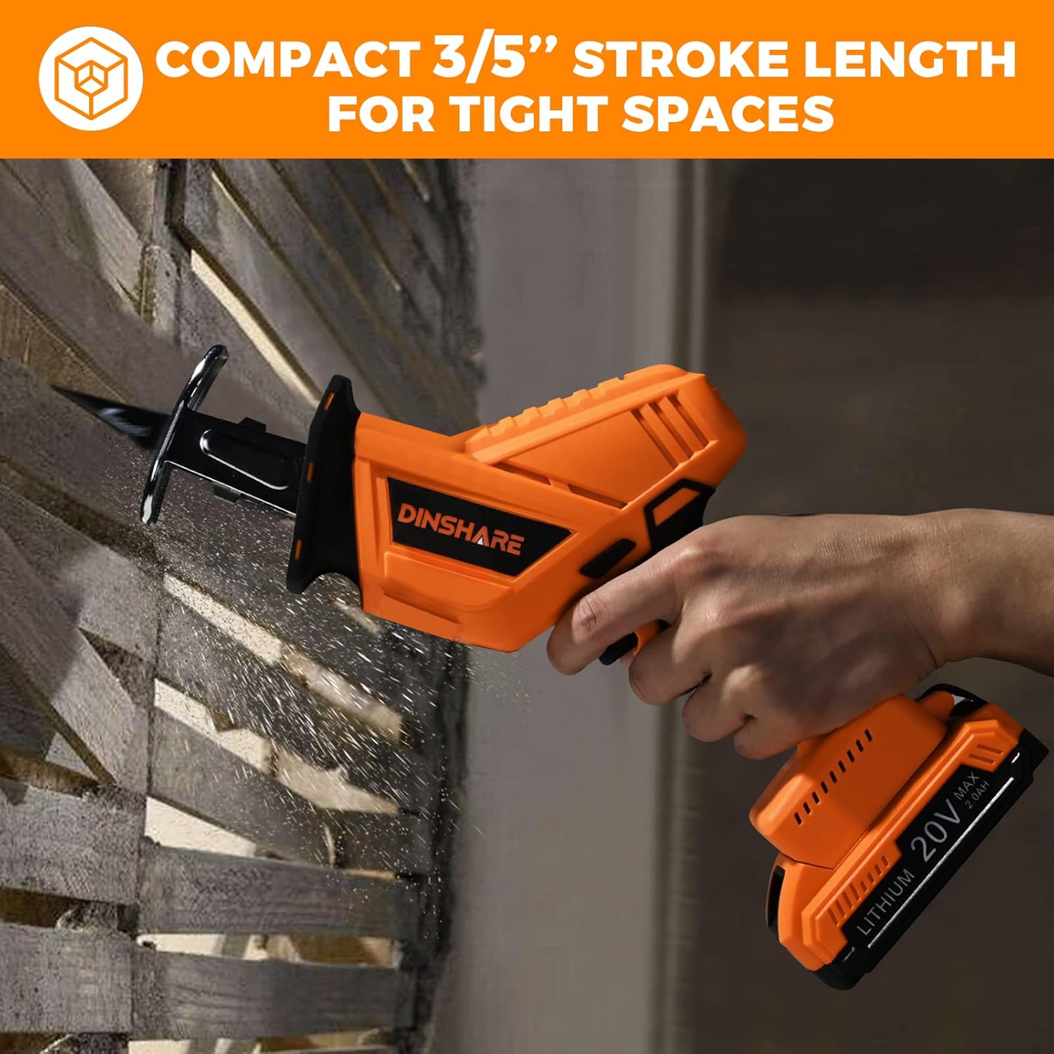 Cordless Reciprocating Saw - 20V 2.0Ah Powerful Reciprocating Saw w/High Efficient Cutting, 45 Mins Fast Charger, 6 Saw Blades, Tool-free Blade Change, Reciprocating Saw for Metal/Wood/PVC Pipe/Tree Pack of 2