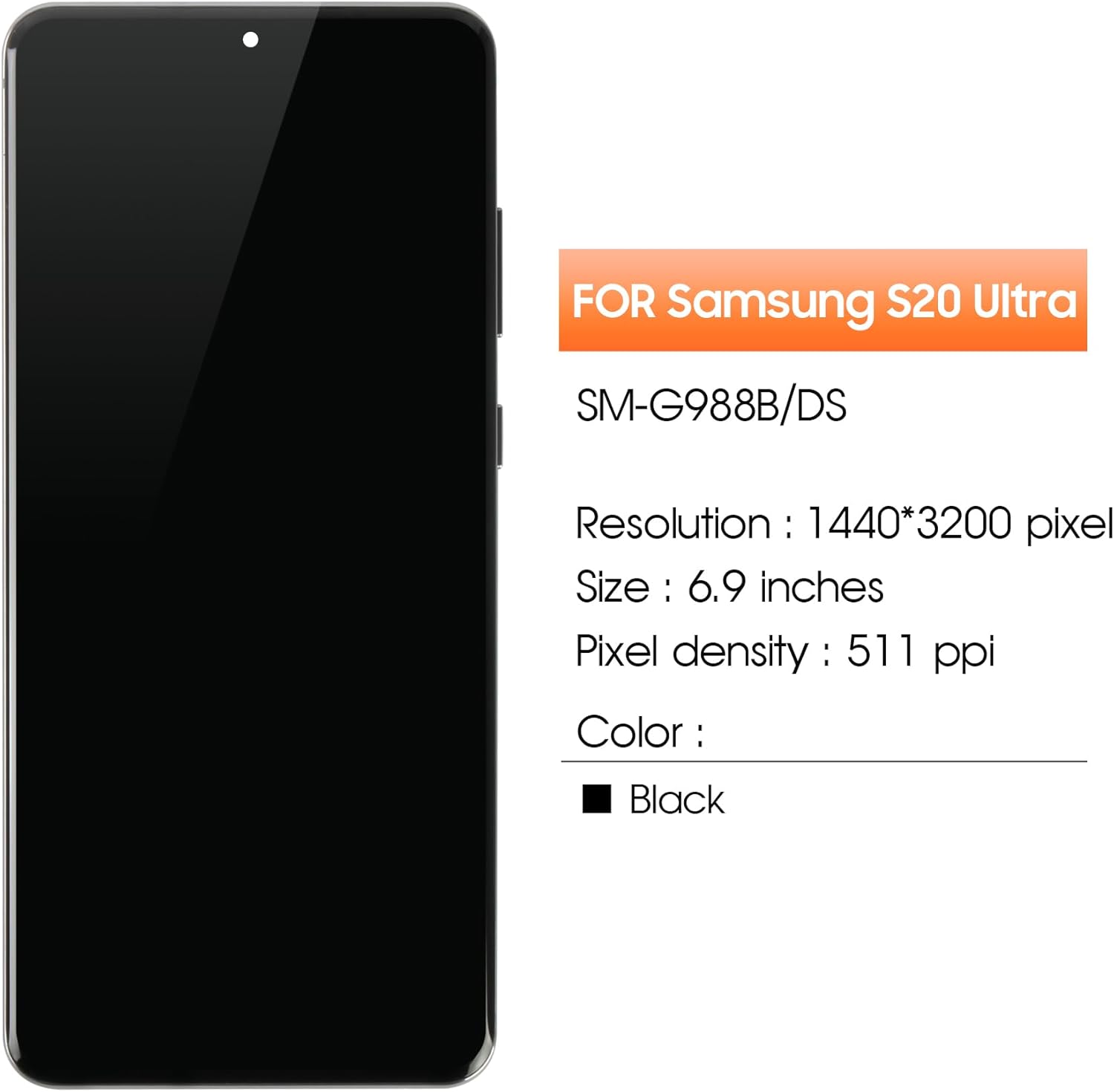 OLED for Samsung Galaxy S20 Ultra 5G Screen Replacement Display S20 Ultra 5G LCD for Samsung S20 Ultra Digitizer and Touch SM-G988U Screen SM-G988B Assembly Grey with Frame (Support Fingerprin)