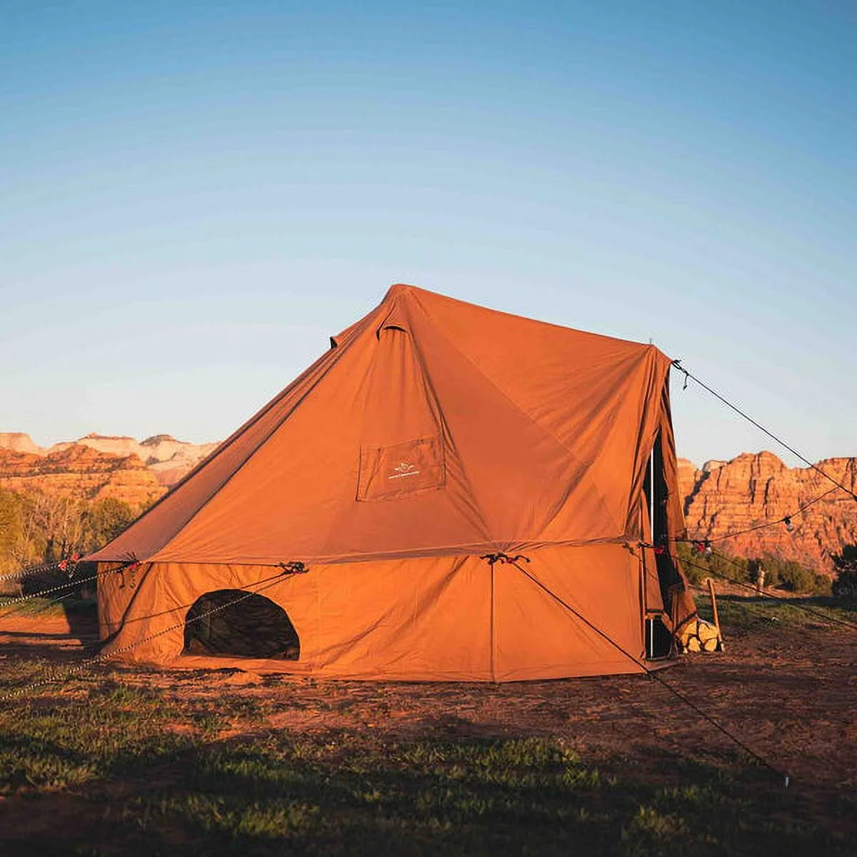 WHITEDUCK Regatta Canvas Bell Tent w/Stove Jack, Sandstone Beige, 13', Water Repellent 4-Season Camp