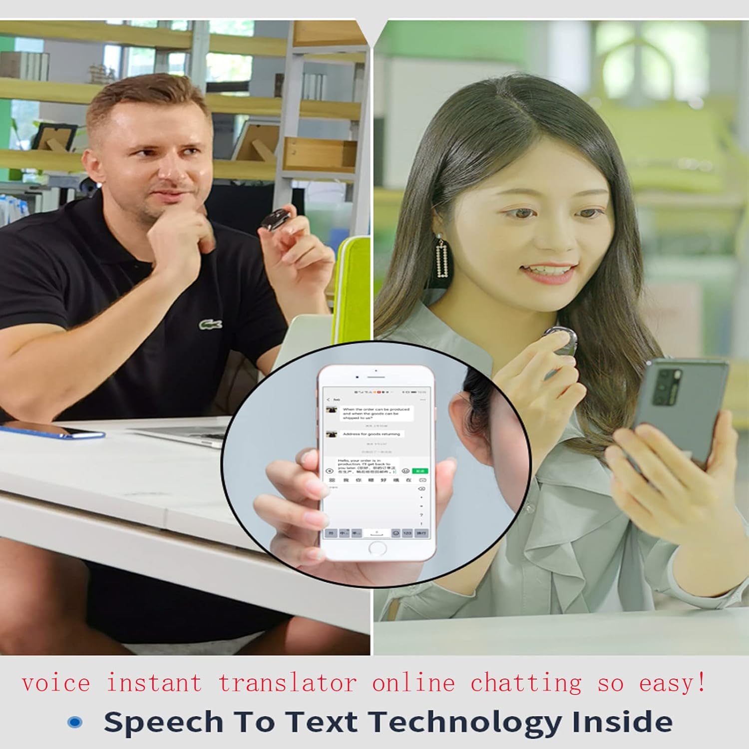 Translator Device, Voice Instant Portable Translator Interpreter Real Time Translation Tool Supports 120 Languages Voice Input Words on Any Apps Compatible Android and iOS Cellphone Smart Convenient