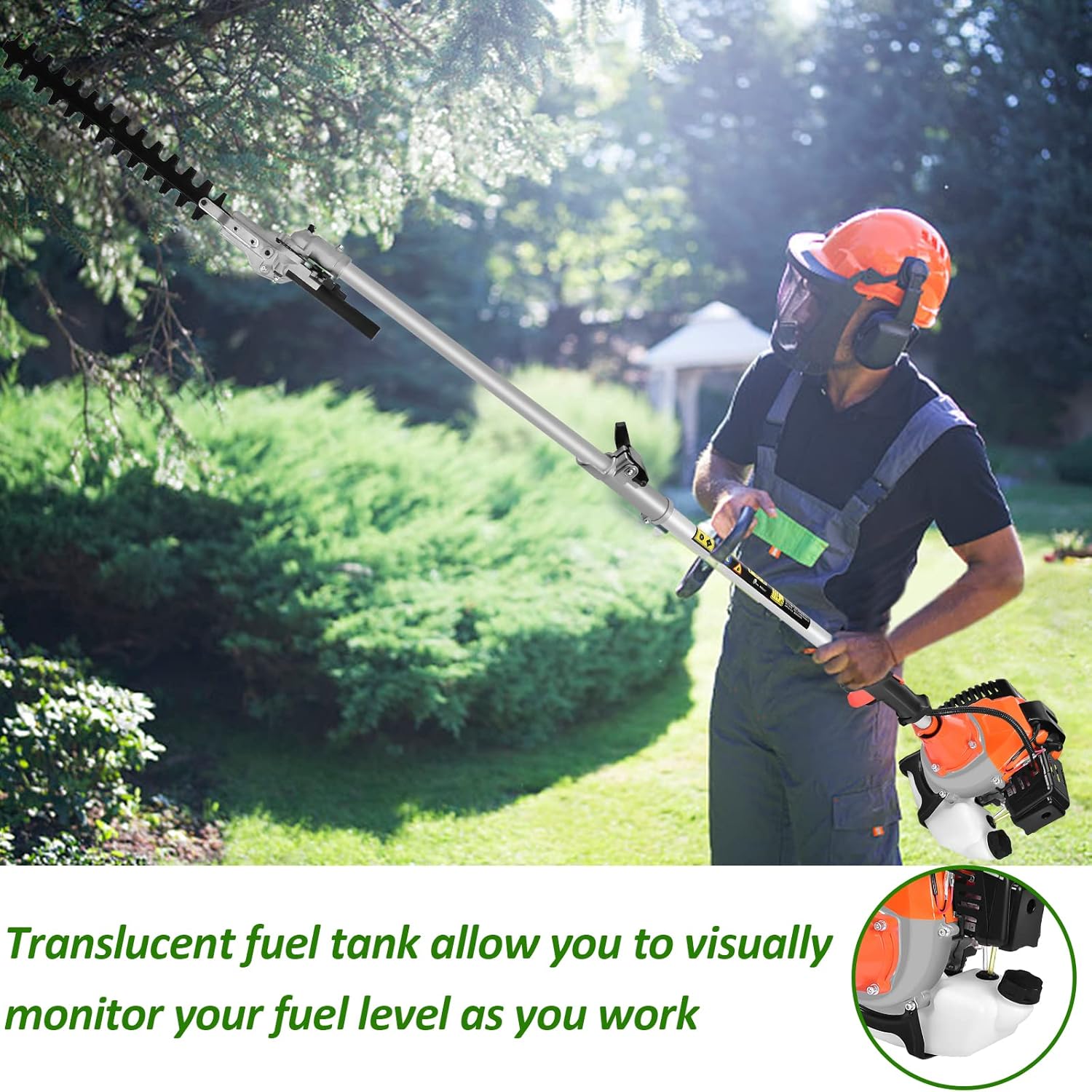 52cc 6 in 1 Gas Petrol Hedge Trimmer Brush Cutter Chainsaw Grass Pruner Multifunctional for Yard Garden Lawn Care