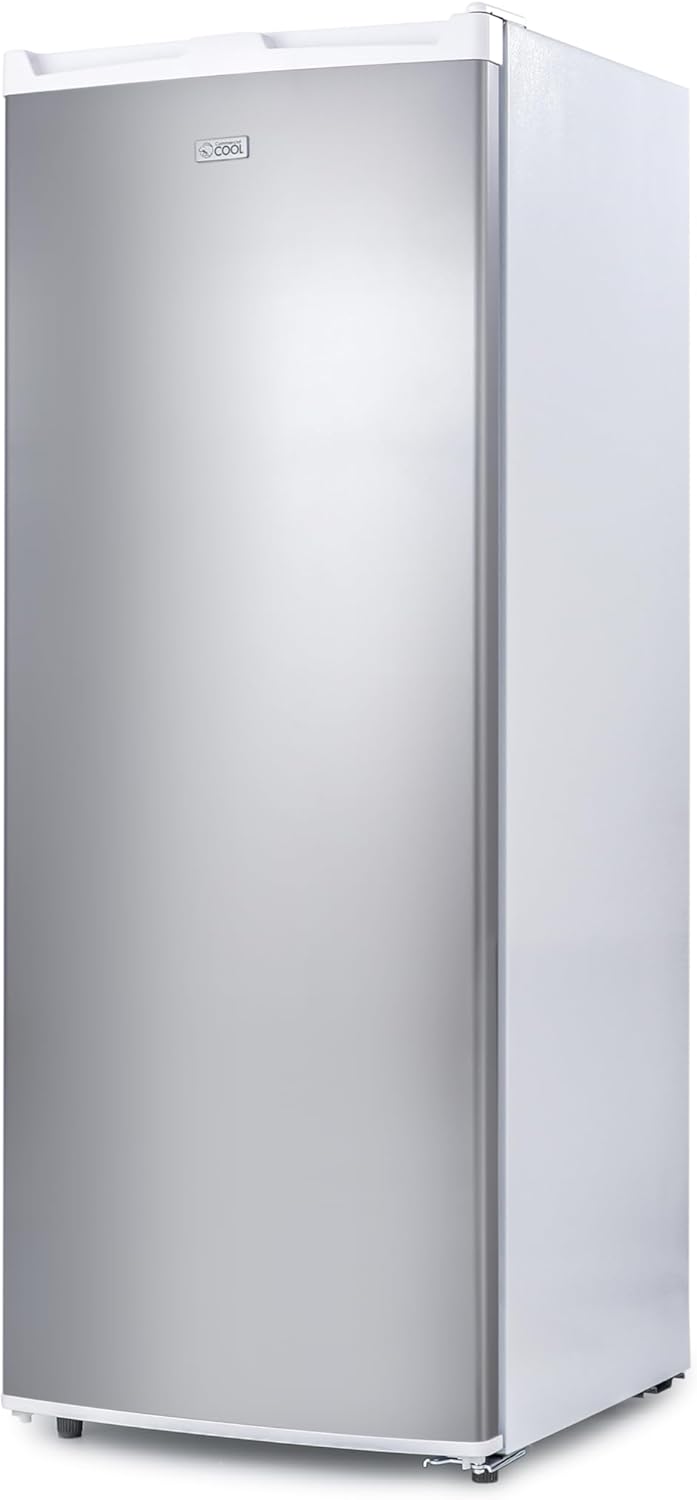 Commercial Cool Upright Freezer, Stand Up Freezer 6 Cu Ft with Reversible Door, White with VCM Door