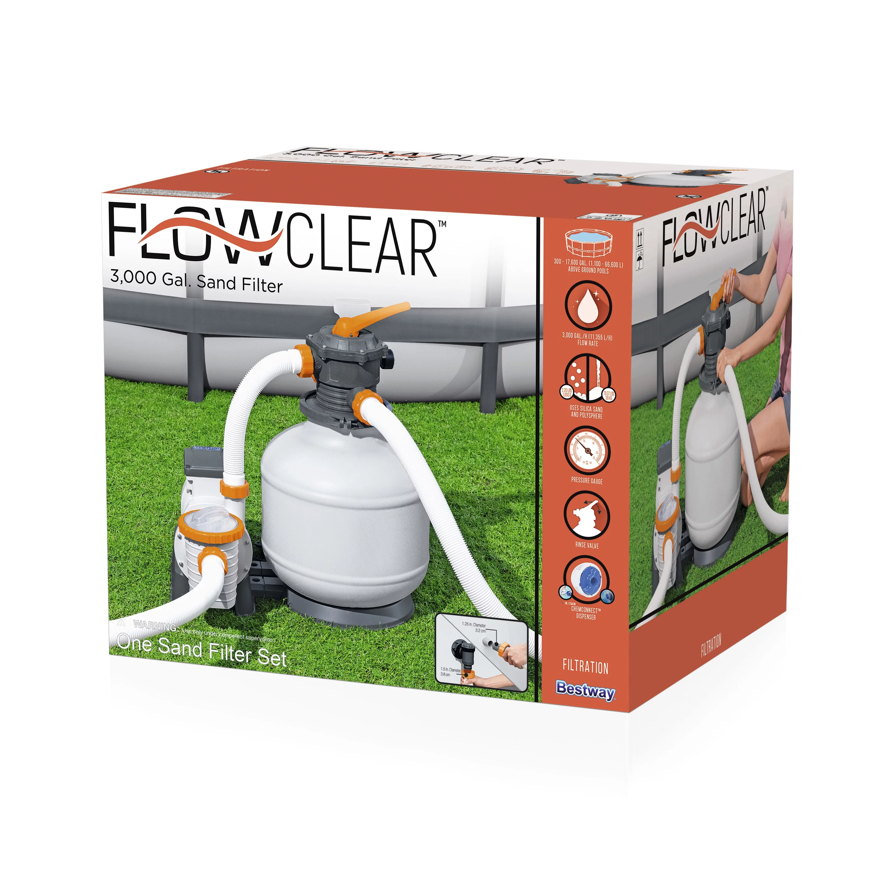 Bestway Flowclear 3000 Gallon Sand Filter Above Ground Pool Pump